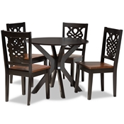 Baxton Studio Liese Modern and Contemporary Transitional Two-Tone Dark Brown and Walnut Brown Finished Wood 5-Piece Dining Set
